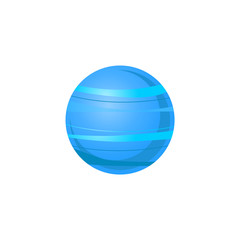 Uranus blue planet of solar system in flat style isolated on white background.