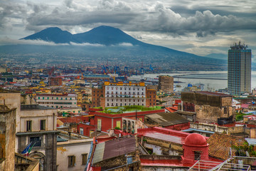 Naples, Italy - August 16, 2015 : A view over the rooftops of Naples.