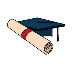 graduation certificate roll and hat