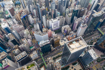 Fototapeta na wymiar Aerial view of Hong Kong city skyline