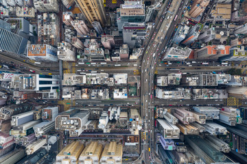 Top down view of Hong Kong city