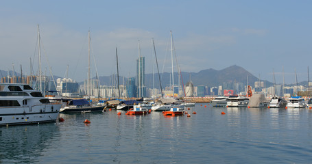 Fototapeta premium Hong Kong harbor side, typhoon shelter