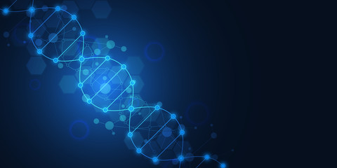 DNA strand background and genetic engineering or laboratory research. Medical technology and science concept.