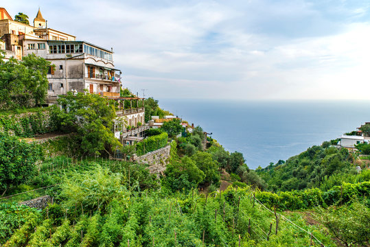 Naples, Positano Italy - August 12, 2015 : Hiking trail on the Amalfi Coast: "Sentiero degli dei" (God's way)