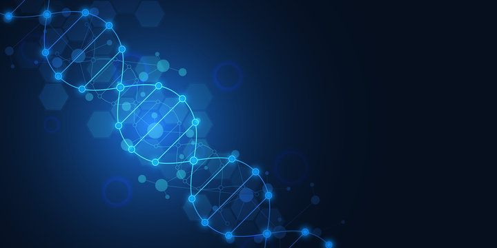 DNA strand background and genetic engineering or laboratory research. Medical technology and science concept.