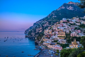 Naples, Positano Italy - August 13, 2015 : Hiking trail on the Amalfi Coast: 