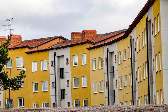 Stockholm, Sweden Apartment buildings in the Fruängen suburb.