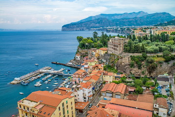 Naklejka na ściany i meble Naples, Sorrento Italy - August 10, 2015 : A view from the top of the beaches of Sorrento.