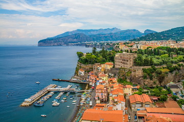 Naples, Sorrento Italy - August 10, 2015 : A view from the top of the beaches of Sorrento.