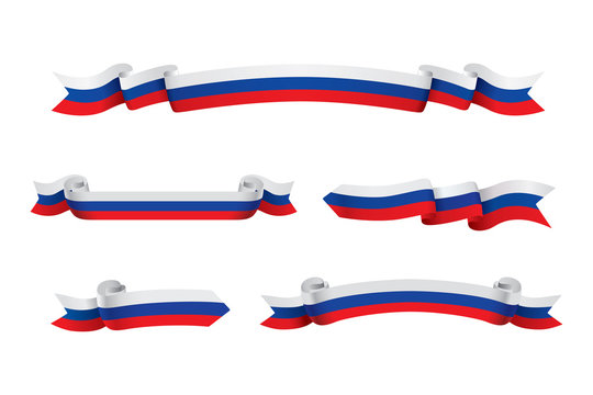 Russia flag ribbon isolated on white background. Vector illustration