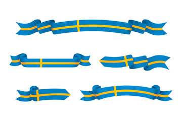 Sweden flag ribbon isolated on white background. Vector illustration