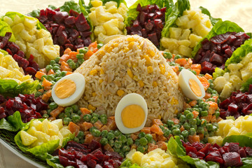 Dish with traditional Moroccan mixed salad