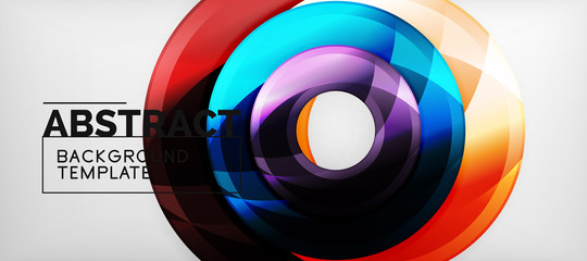 Fototapeta premium Modern geometric circles abstract background, colorful round shapes with shadow effects