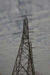 power transmission tower on background of blue sky