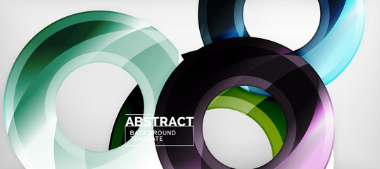 Obraz premium Modern geometric circles abstract background, colorful round shapes with shadow effects