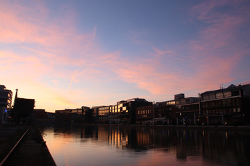 Sunset in the harbour of Münster germany