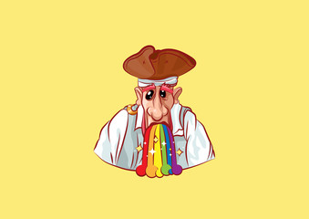 emoji sticker seaman captain vomits rainbow