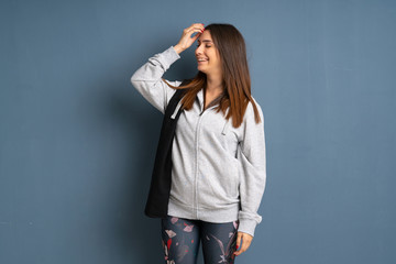 Young sport woman has realized something and intending the solution