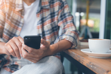 Man using smartphone