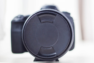 professional camera with a lens close up