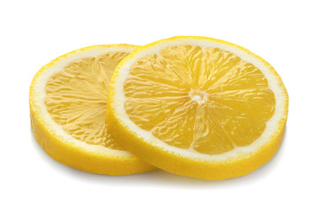 Lemon slices isolated white background