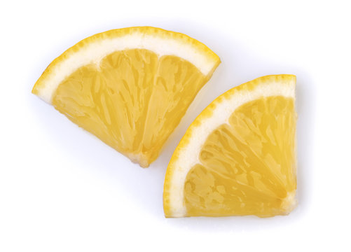 Lemon slices isolated white background