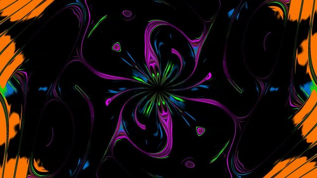Abstract Changing Flower. The flower continuously changes its shape and bright saturated colors.