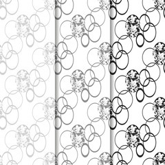floral seamless pattern with circles, flowers and leaves