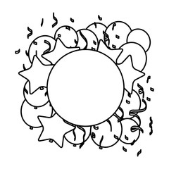 frame with balloons helium and stars shape