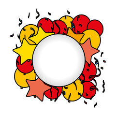frame with balloons helium and stars shape
