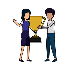 couple with trophy cup award