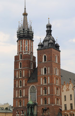 Fototapeta na wymiar Krakow in Poland and the Church of Our Lady Saint Mary