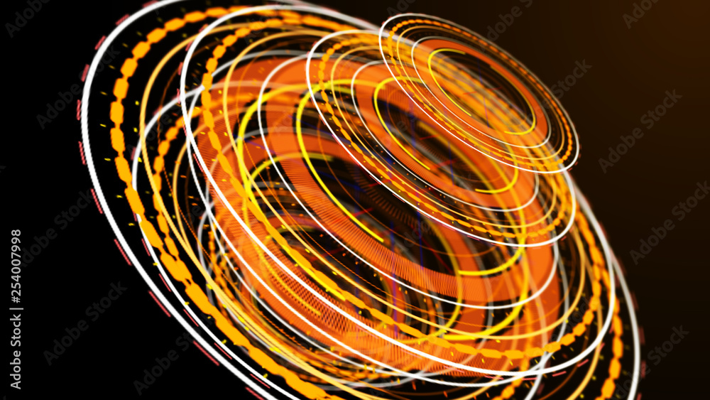 Wall mural technical futuristic banner. abstract radar with targets in action. radar digital overlap layer line