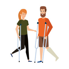 couple in crutches characters