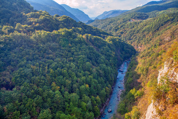 aerial scenery of Tara river in Montenegro