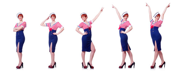 Airhostess isolated on the white background