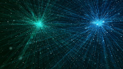 Fototapeta na wymiar Abstract futuristic space rain. Mystical universe banner. Sparkling blue threads curtain. Magic glitter rain. Big data. 3D rendering.