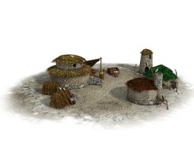  old town, 3d visualization, illustration