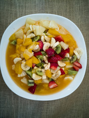Fruit salad with orange juice