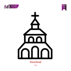 Outline church icon isolated on white background. Best modern. Graphic design, mobile application, beauty, user interface. Editable stroke. EPS10 format vector illustration