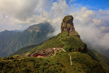 Fototapeta na wymiar Fanjingshan, Mount Fanjing Nature Reserve - Sacred Mountain of Chinese Buddhism in Guizhou Province, China. UNESCO World Heritage List - China National Parks, Famous Mountain/National Attraction.