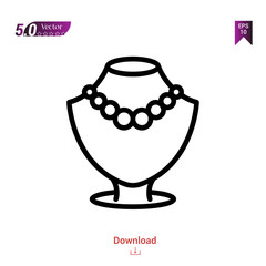 Outline necklace icon isolated on white background. Best modern. Graphic design, mobile application, beauty, user interface. Editable stroke. EPS10 format vector illustration
