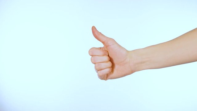 Various hang gestures female hand on white