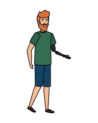man with arm prosthesis character