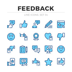Feedback vector line icons set. Thin line design. Modern outline graphic elements, simple stroke symbols. Feedback icons