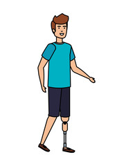 man with foot prosthesis character