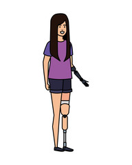 woman with arm prosthesis character