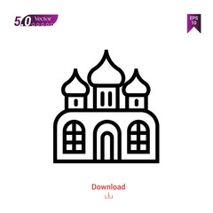 Outline mosque icon isolated on white background. Best modern. Graphic design, mobile application, beauty, user interface. Editable stroke. EPS10 format vector illustration