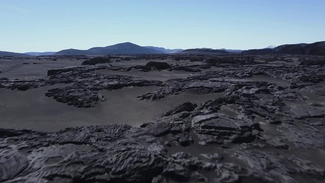Icelandic lava fields aerial by drone