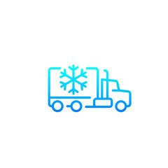 Fridge truck icon, line vector